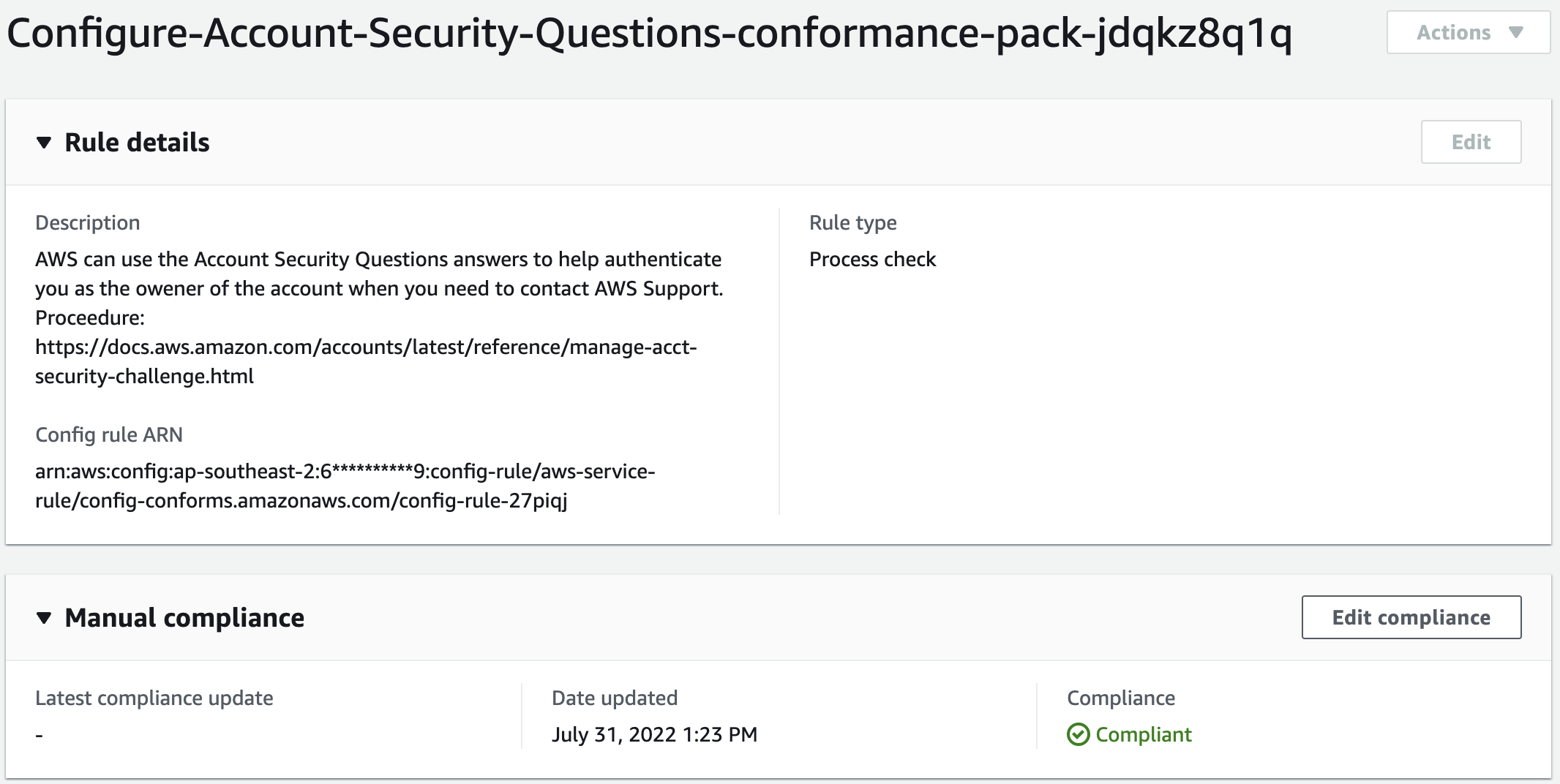 Track Manual Compliance tasks with AWS Config Process Checks