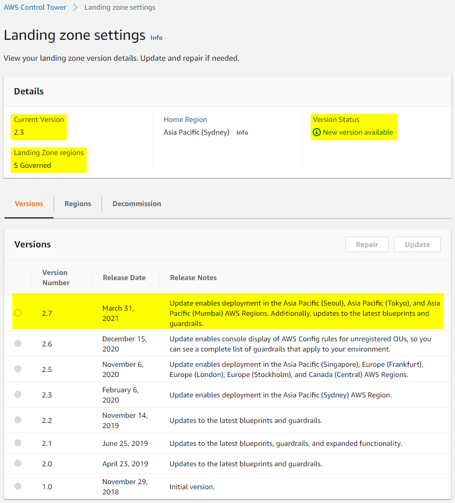 Don't forget to update your AWS Control Tower